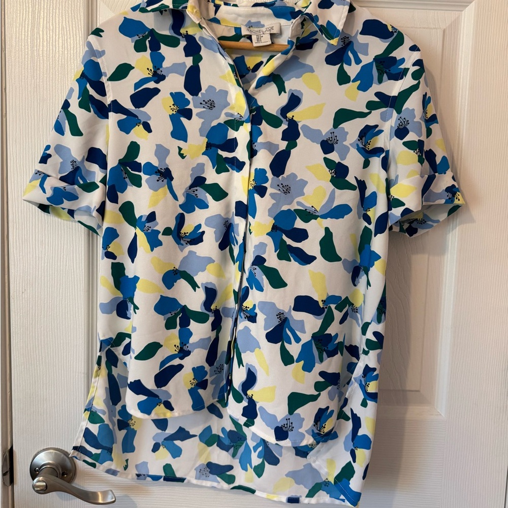 Rachel Zoe Multicolor Abstract Print Top - Blue, Green & Yellow